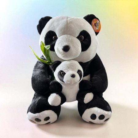 NEW Panda with baby & bamboo 35cm