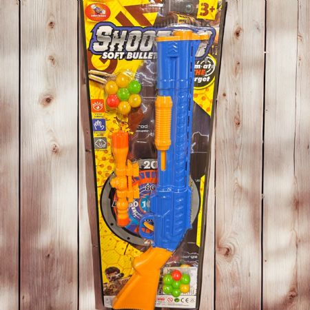 Blue shoot gun on card