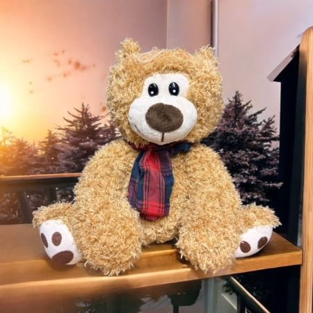 Scruffy bear with tartan scarf 40cm/16" | 469D