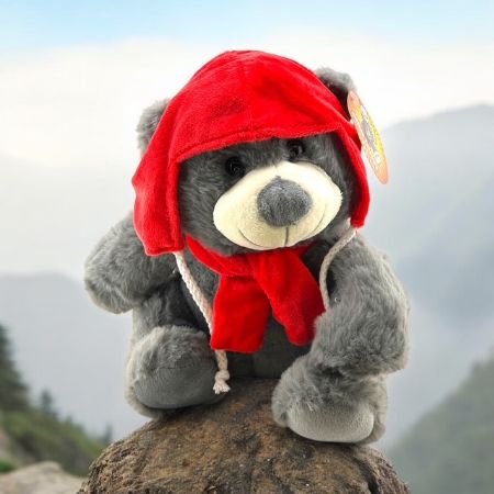 Grey bear with hat & scarf 25cm/10" | 479B