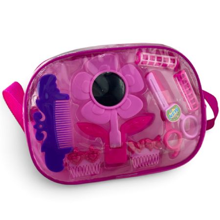 Girls bag with hairdressing accessories